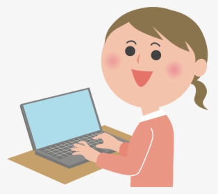 Female User Big Image Png - Girl On Computer Clipart, Transparent Png, Transparent PNG