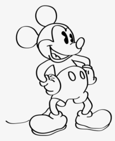 Drawn Mickey Mouse Old Fashioned - Mickey Mouse Line Art, HD Png Download, Transparent PNG