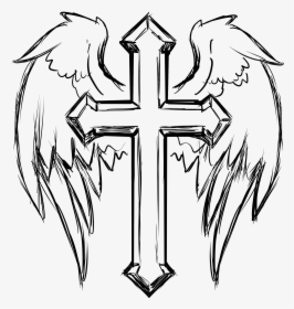 Angel Wing Cross Drawings, HD Png Download, Transparent PNG