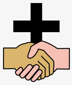 Christian Svg Transparent Png - Shaking Hands With Cross, Png Download, Transparent PNG
