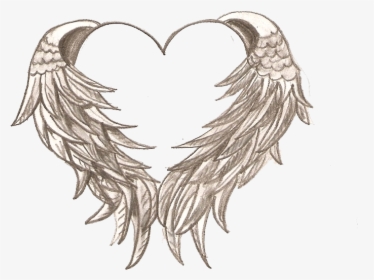 Drawing Heart Angel Tattoo Coloring Book - Angel Wings Tattoo With Halo, HD Png Download, Transparent PNG