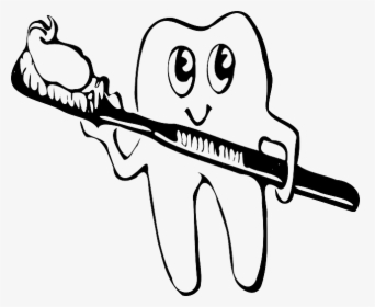 Cleaning Drawing Family - Black And White Tooth, HD Png Download, Transparent PNG