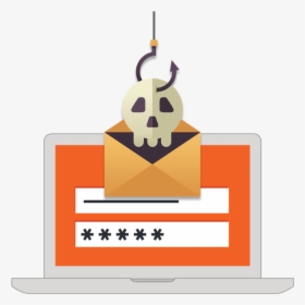 Illustration Of Skull In A Folder Over A Laptop Computer - Transparent Background Png Clipart Cyber Attack Icon, Png Download, Transparent PNG