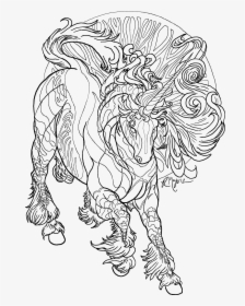 Line Art Coloring Pages - Coloring Pages For Adults Unicorn, HD Png Download, Transparent PNG