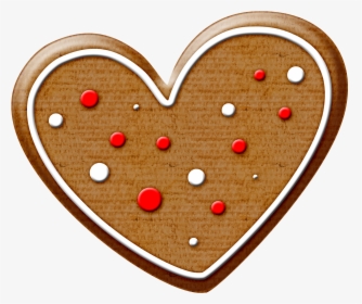 Christmas Gingerbread Heart Cookie Clip Art - Heart Shaped Cookie Clipart, HD Png Download, Transparent PNG