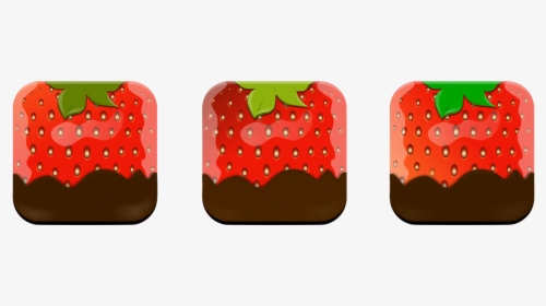 Strawberry, Icon, Red, Green, Chocolate, Button - Strawberry, HD Png Download, Transparent PNG