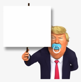 Cartoon Trump Holding Blank Sign, HD Png Download, Transparent PNG