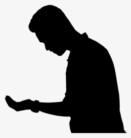 Man Looking At Hand Silhouette - Person Looking At Phone Silhouette, HD Png Download, Transparent PNG