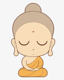 Clipart Baby Buddha - Buddhist Monk Cartoon Png, Transparent Png, Transparent PNG