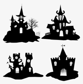 Clip Art Silhouette Halloween - Haunted House Halloween Silhouette, HD Png Download, Transparent PNG