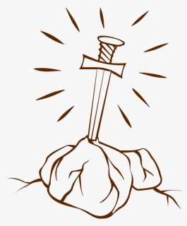 Excalibur King Arthur The Sword In The Stone Drawing - Sword In The Stone Outline, HD Png Download, Transparent PNG