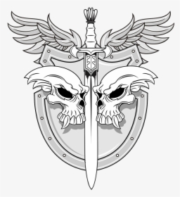 Shield Skull Sword Illustration Vector Human Symbolism - Sword And Shield Line Art, HD Png Download, Transparent PNG