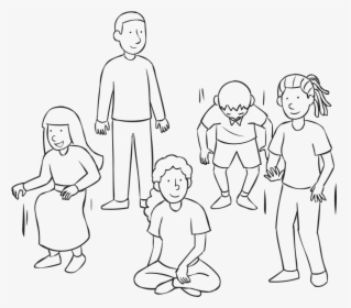 Group Of People Standing And Sitting As Part Of Fun - Line Art, HD Png Download, Transparent PNG