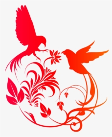 Stencil Flower And Birds Clipart , Png Download - Swirl Birds Png, Transparent Png, Transparent PNG