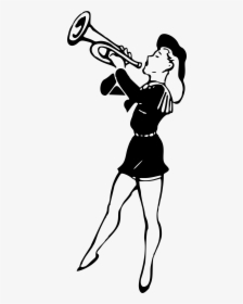 Lady Playing The Trumpet Clip Arts - Female Trumpet Player Cartoon, HD Png Download, Transparent PNG