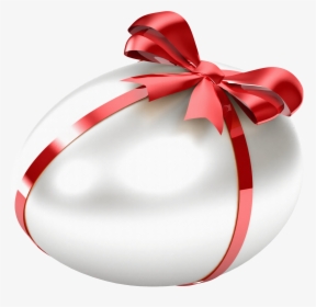 White Easter Egg With Red Bow Transparent Png Clipart - White Easter Eggs Png, Png Download, Transparent PNG