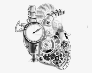 Biomechanical Drawing Gear Sleeve - Mechanical Heart Tattoo Designs, HD Png Download, Transparent PNG