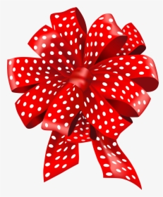 Red Dotted Bow Png Clipart - Ribbon, Transparent Png, Transparent PNG