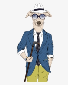 Gentleman Dog Illustration Hipster Suit Puppy Clipart - Corte Masculino Png, Transparent Png, Transparent PNG
