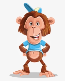 Macaque Monkey With T-shirt And A Hat Cartoon Vector - Cartoon, HD Png Download, Transparent PNG