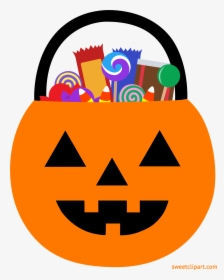 Hd Halloween Pumpkin Pail With Candy Clipart - Clip Art Halloween Candy, HD Png Download, Transparent PNG