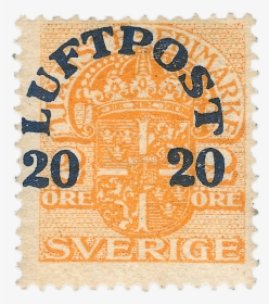 20o On 2o Orange Air Post Stamp, - Rare 2 Ore Sverige Stamps, HD Png Download, Transparent PNG