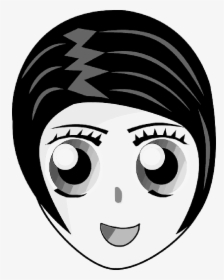 Clip Art , Png Download - Black Hair Black Eyes Cartoon, Transparent Png, Transparent PNG