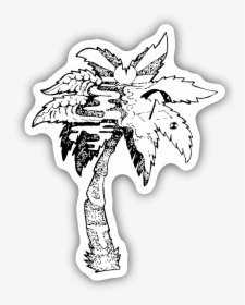 Palm Tree Scene Sticker - Line Art, HD Png Download, Transparent PNG