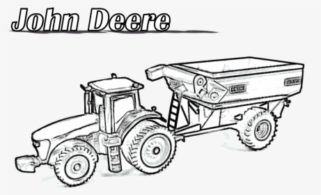 John Deere Gator Tractor Drawing At Free For Personal - Tractor With Trailer Coloring Pages, HD Png Download, Transparent PNG