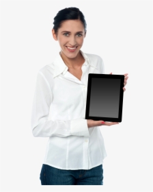 Woman Holding Ipad Png Image - Woman Tablet Png, Transparent Png, Transparent PNG