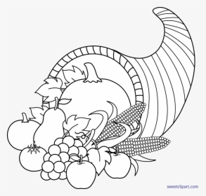 Thanksgiving Cornucopia Drawing Coloring Pages At Getdrawings - Horn Of Plenty Coloring Pages, HD Png Download, Transparent PNG