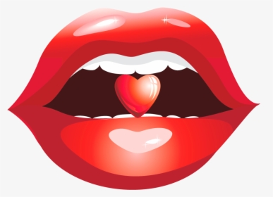 Red Lips With Heart Png Clipart Picture - Lips, Transparent Png, Transparent PNG
