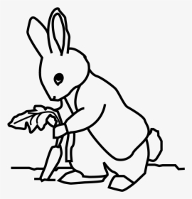Transparent Rabbit Icon Png - Peter Rabbit With The Carrot Characters Black, Png Download, Transparent PNG