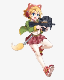 Character - Anime Girl Shooting Gun, HD Png Download, Transparent PNG