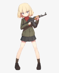 Transparent Ak 47 Png - Anime Girl With Gun Png, Png Download, Transparent PNG