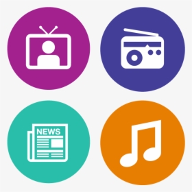 Tv, Radio, News And Music Icons - Circle, HD Png Download, Transparent PNG