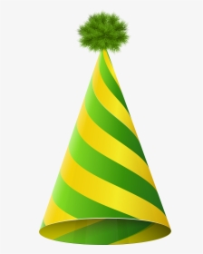 Party Hat Green Yellow Transparent Png Clip Art Imageu200b - Green Birthday Hat Png, Png Download, Transparent PNG