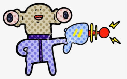 Friendly Cartoon Alien With Ray Gun - Raygun, HD Png Download, Transparent PNG