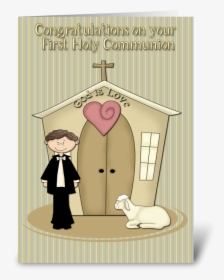 First Communion, Boy, Church, Lamb Greeting Card - Cartoon, HD Png Download, Transparent PNG