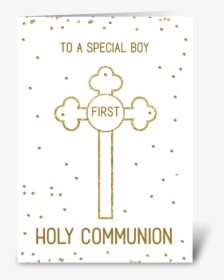 Boy First Holy Communion Gold Look Cross Greeting Card - First Communion, HD Png Download, Transparent PNG