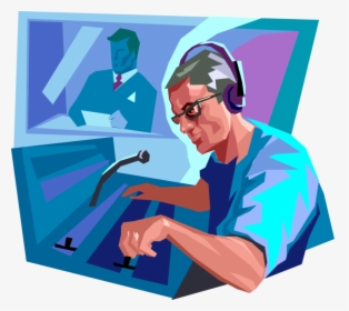 Vector Illustration Of Radio Show Content Producer - Radio Producer Illustration, HD Png Download, Transparent PNG