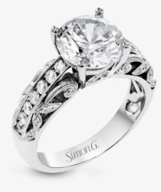 Simon G 18k White Gold Filigree & Leaves Design Diamond - Simon G Pink Diamond Engagement Ring, HD Png Download, Transparent PNG