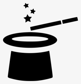 Magic Hat Wand Trick - Magic Hat Black And White Clipart, HD Png Download, Transparent PNG