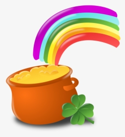 Luck, Rainbow, Gold, Pot, Four-leaf Clover, Shamrock - St Patricks Day Clipart, HD Png Download, Transparent PNG
