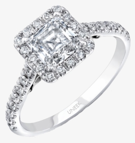 Uneek “fiorire” Princess Cut Diamond Engagement Ring - Princess Cut Square Halo, HD Png Download, Transparent PNG