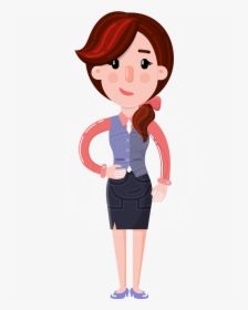 Flat Marketing Girl Cartoon Character - Character Woman Cartoon, HD Png Download, Transparent PNG