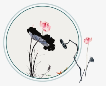 Hand-painted Cartoon Ink Lotus Decorative - New Painting On Dress, HD Png Download, Transparent PNG