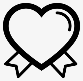 Valentines Heart Outline Shape With Ribbon Tails Couple - Random Shapes And Symbols, HD Png Download, Transparent PNG