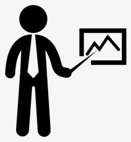 Business Man Pointing A Stats Graphic - Man Pointing Icon Png, Transparent Png, Transparent PNG