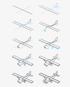 Draw A Single Engine Airplane Clip Arts - 3d Airplane Drawing Step By Step, HD Png Download, Transparent PNG